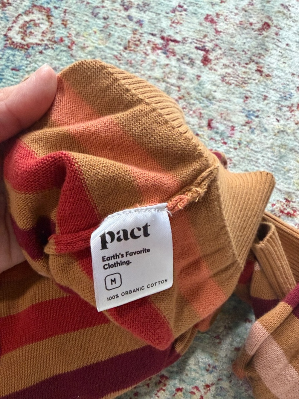 PACT 100% organic cotton striped multicolor sweater size medium - Picture 2 of 4